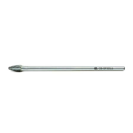 Continental Abrasives SF-3 Double Cut Arch Ball Nose Tungsten Carbide Burr  6" Shank CB-SF3DL6